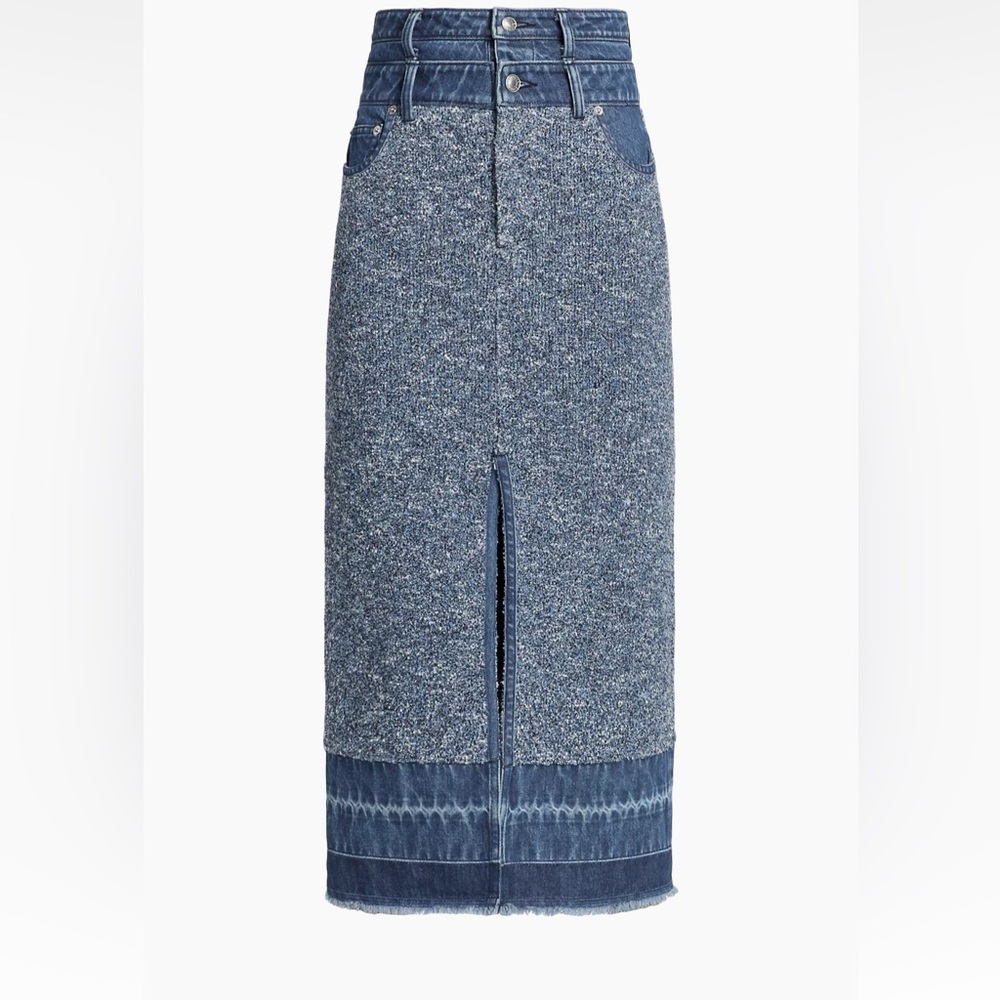 SIMKHAI Maddy Denim & Knit Midi Skirt